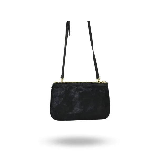 Vintage Bags For Retro And Classic Fashion Lovers DOCKLANDS- Women's Black Vegan & Cowhide Leather Crossbody Bag