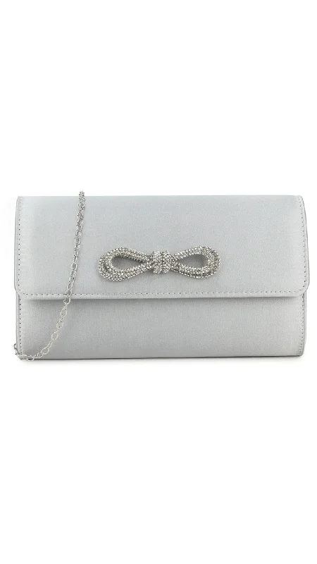 Romantic Valentine's Day Bags With Promotions Ellen Clutch- Satin Silver