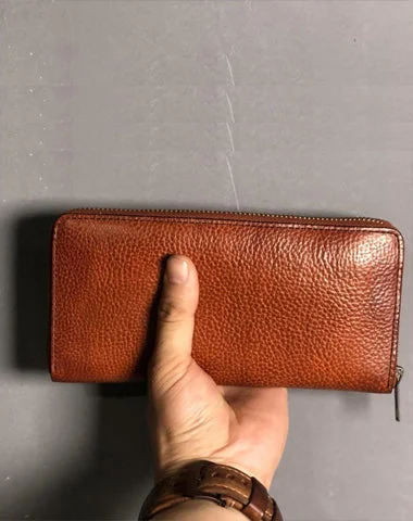Chic And Clearance-Priced Tote Bags Fashion Black Leather Mens Long Wallet Brown ZIpper Long Wallet Coffee Clutch Wallet Men
