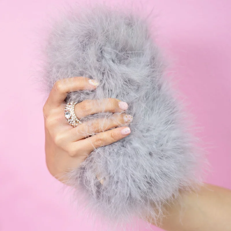 Trendy Bags For Teenage Girls Furry Clutch - Gray