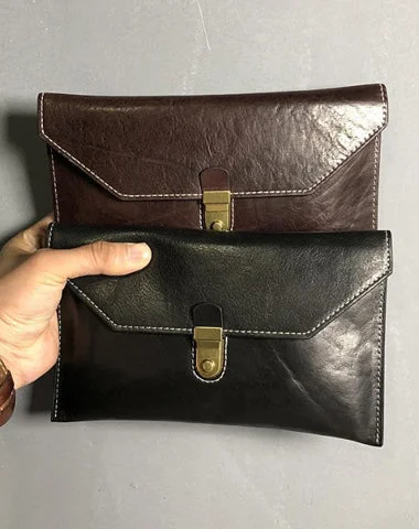 Trendy And Discounted Designer Handbags Cool Leather Black Mens Clutch envelope wallet Brown Clutch Wallet Wristlet Wallet for Men