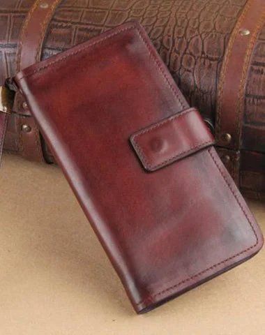 Bags For Playful And Chic Styles Genuine Leather Mens Cool Biker Chain Wallet Long Leather Wallet Slim Clutch Wristlet Wallet for Men