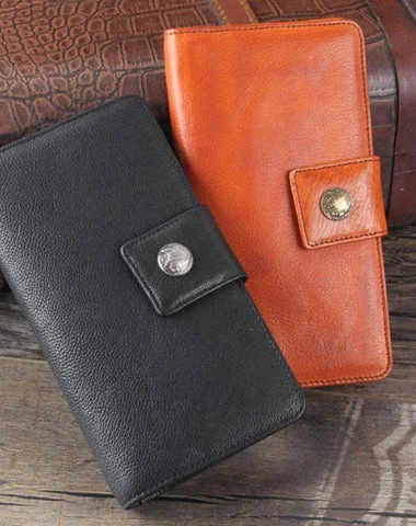 Festival Bags For Concerts And Events Genuine Leather Mens Cool Long Leather Wallet Cards Clutch Wristlet Wallet for Men