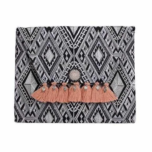 Trendy And Discounted Designer Handbags Geometric Clutch Bag With Tassels - Thailand