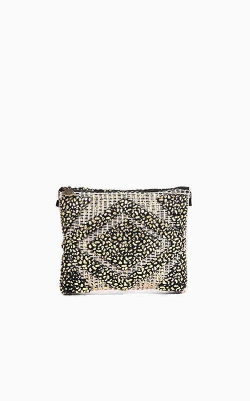 Evening Events Gold Foil Tufted Clutch