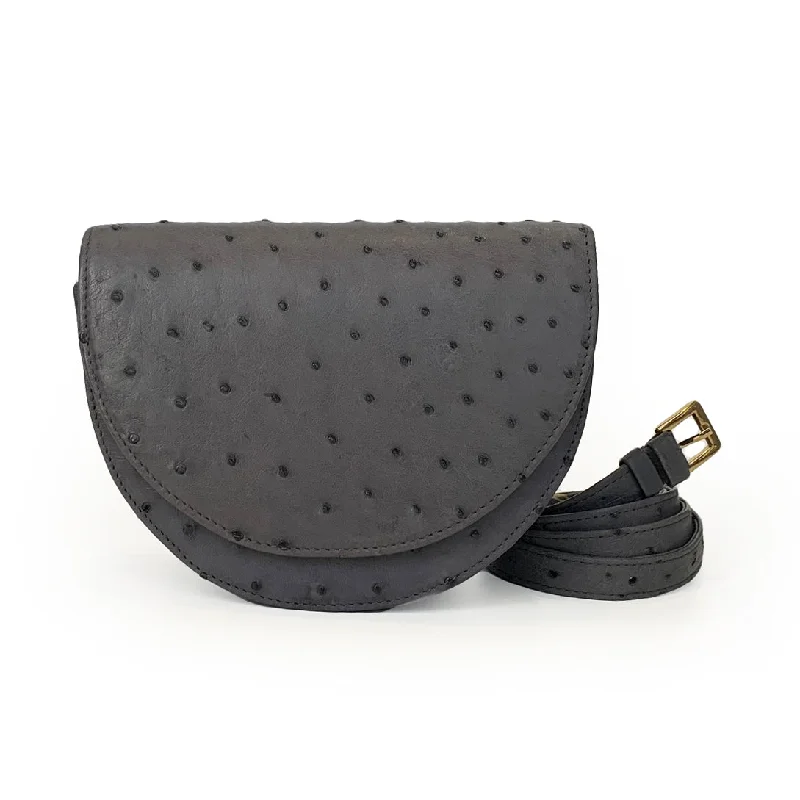 Bold Fashionistas HAILEY Agate Grey Ostrich Belt Bag