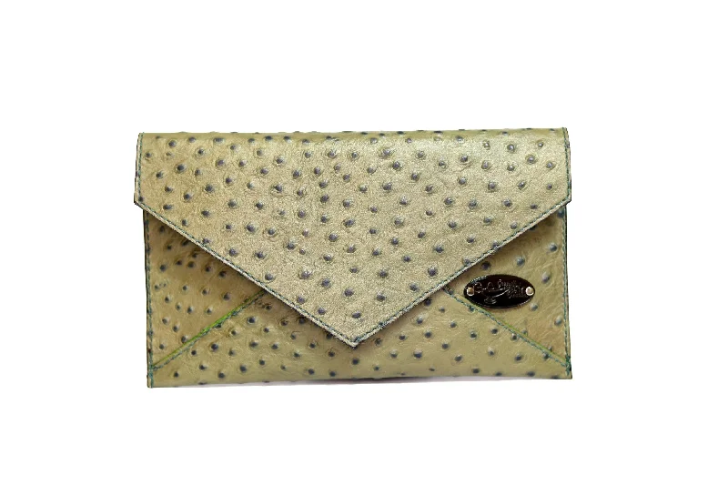 Luxury Bags On Sale Half Way III Small Clutch - Green Ostrich