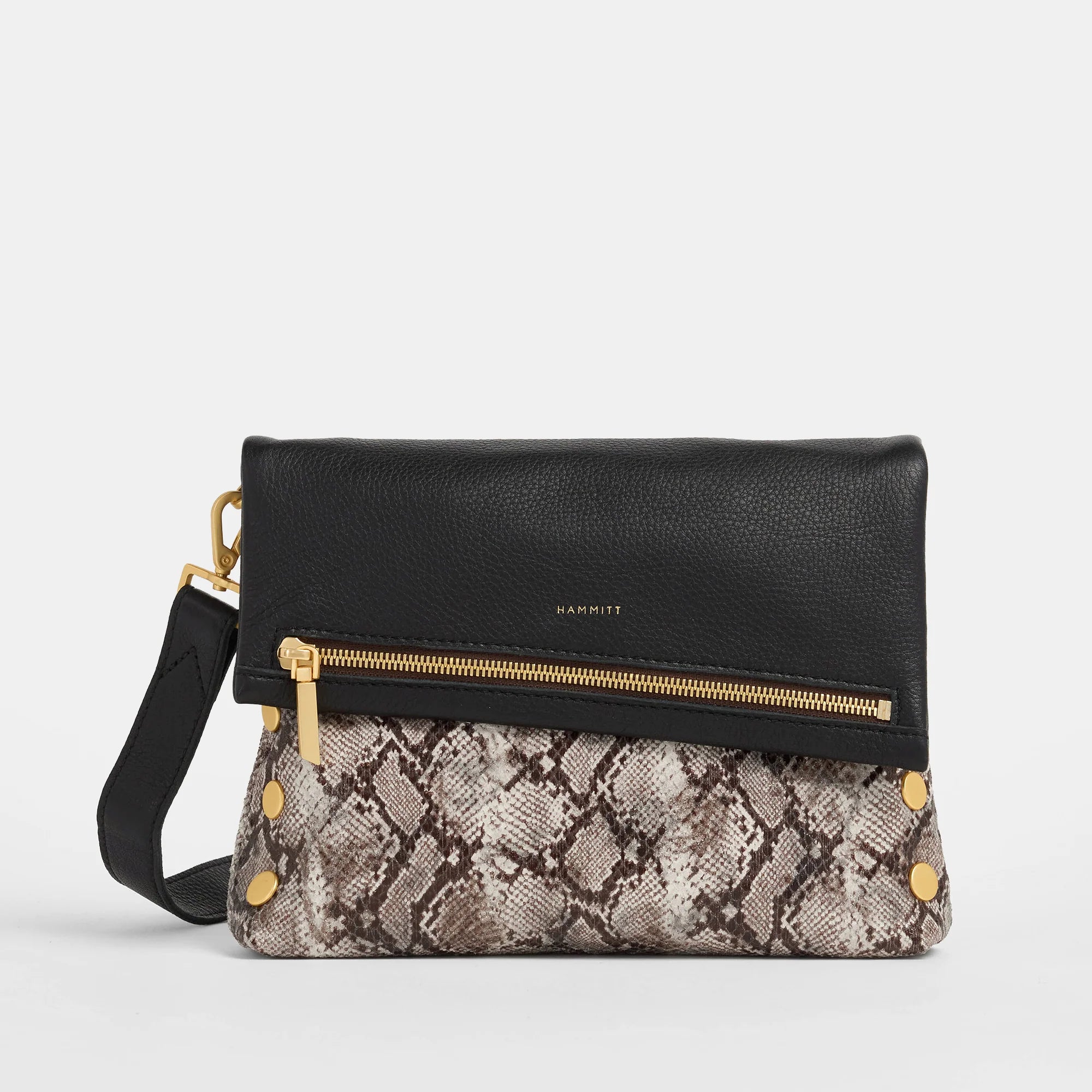 Designer Bags For Luxury Collectors Hammitt VIP Medium Contrast Snake/Brushed Gold