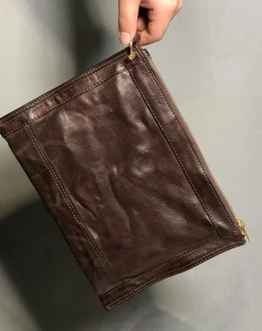 Bags With Tsa-Approved Features Handmade Leather Mens Small Envelope CLutch Bag Clutch Wallets Wristlet Bag For Men