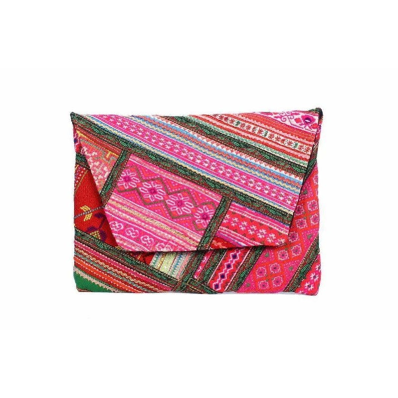 Luxurious Bags With Limited-Time Offers Vintage Upcycled Patchwork Clutch Bag | iPad Bag - Thailand