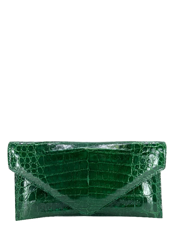 Minimalist Leather Bag For Modern Aesthetics Judith Leiber Crocodile Envelope Clutch