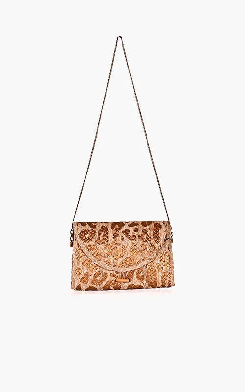 Bags For Sporty And Athletic Styles Leopard Gold Foil  Print Jute Flap Clutch