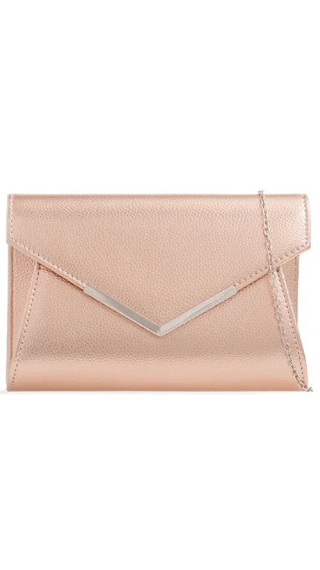 Luxury Bags With Premium Materials And Craftsmanship Lucy Clutch- Champagne Rose Gold