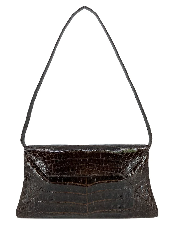 High-Quality Bags Nancy Gonzalez Small Crocodile Flap Clutch with Shoulder Strap
