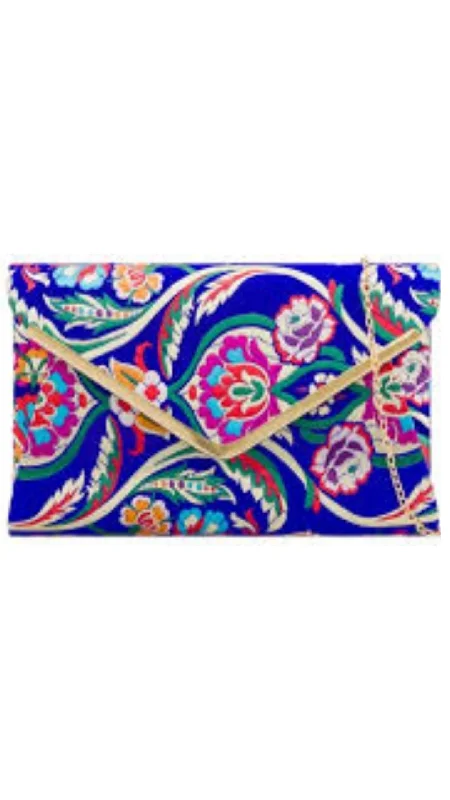 Luxury Bags For Working Professionals Oriental Clutch- Blue
