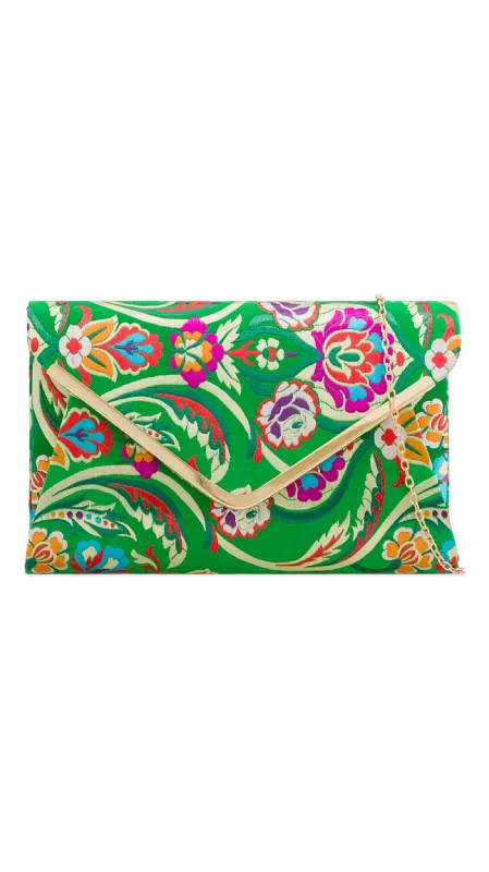 Luxury Bags On Sale Oriental Clutch- Green