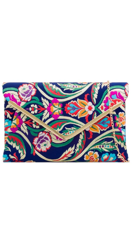 Limited-Time Offers On Trendy And Stylish Bags Oriental Clutch- Navy