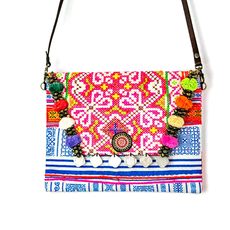Bag For Luxury Lovers Pink Vintage Hmong Convertible Envelope Clutch | Purse - Thailand