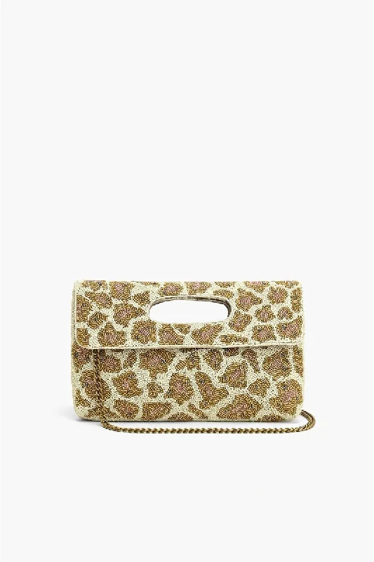 Discounted Designer Bags For Clearance Sale Rose Gold Leopard Clutch with Chain strap