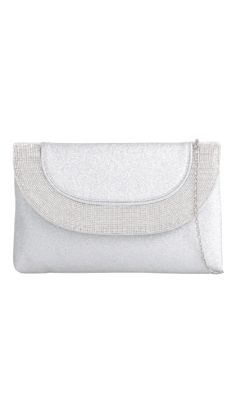 Stylish Yet Affordable Bags Sara Clutch- Silver Glitter