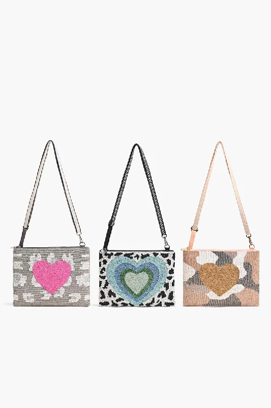 Edgy Bags For Bold And Daring Fashionistas Set of 3 Happy Heart Crossbody Clutch