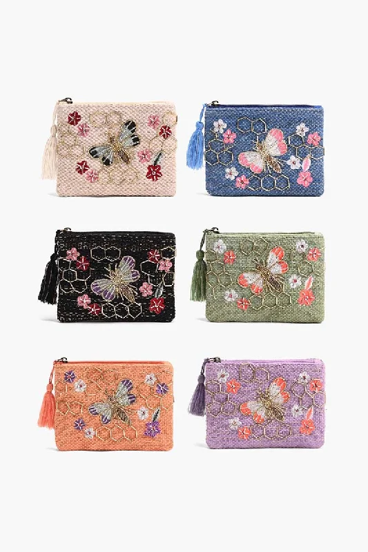 Luxury Bags For Working Professionals Set of Six Colorful Bee Coin Bags