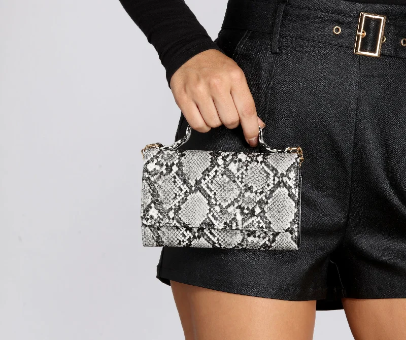 Limited-Time Offer On Trendy Bags Snake Print Cross-Body Wallet