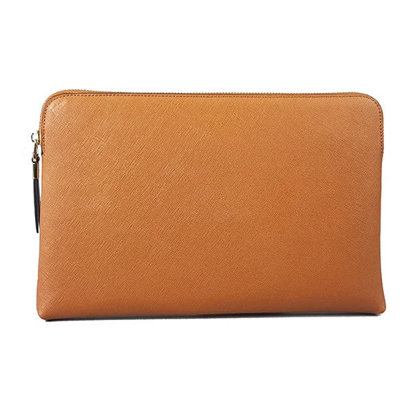 Customizable Bags For Personalized Style SORRENTO - Cognac Structured Saffiano Clutch