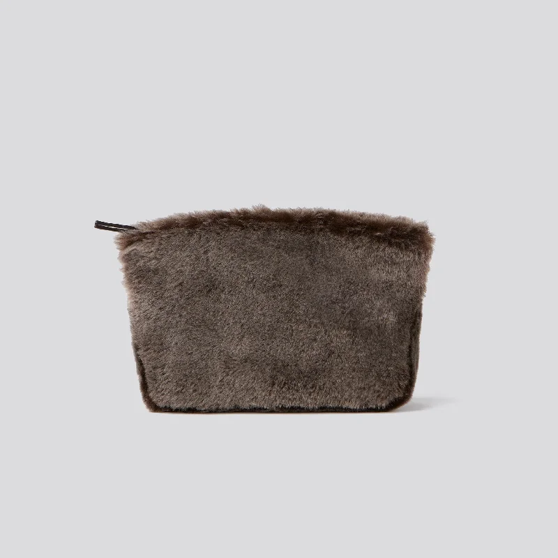 Versatile Bags That Suit Any Outfit Or Event TAYLOR MINI CLUTCH BROWN SHEARLING