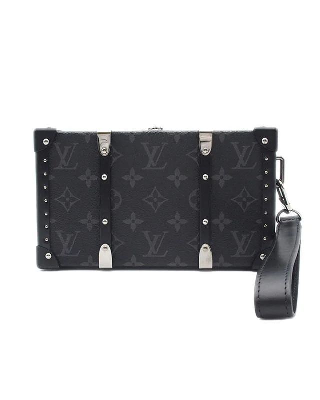 Stylish Bags For Fashion Bloggers With Promotions Monogram Canvas Wallet Trunk Clutch with Leather Trim and Metal Lock Closure