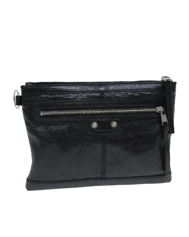 Luxury Seekers Leather Clutch Bag with Metal Fittings and Storage Smell