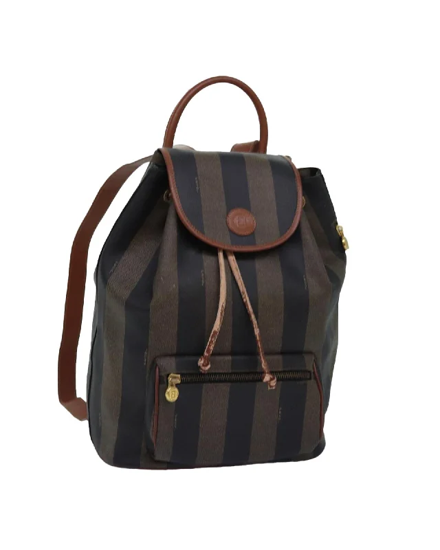 Urban Bags For City Life And Streetwear Fashion Canvas Backpack with Pequin Pattern and Leather Accents