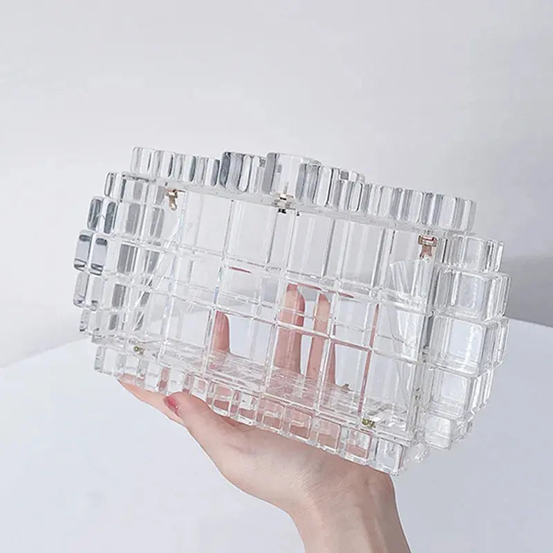 Cozy Handbags With Clearance Prices Transparent Acrylic Geometric Cube Clutch