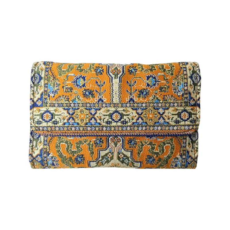 Seasonal Clearance Bags For Summer, Winter, Etc. Orange Turkish Clutch - Carpet Pattern Wallet - Embroidered wallet