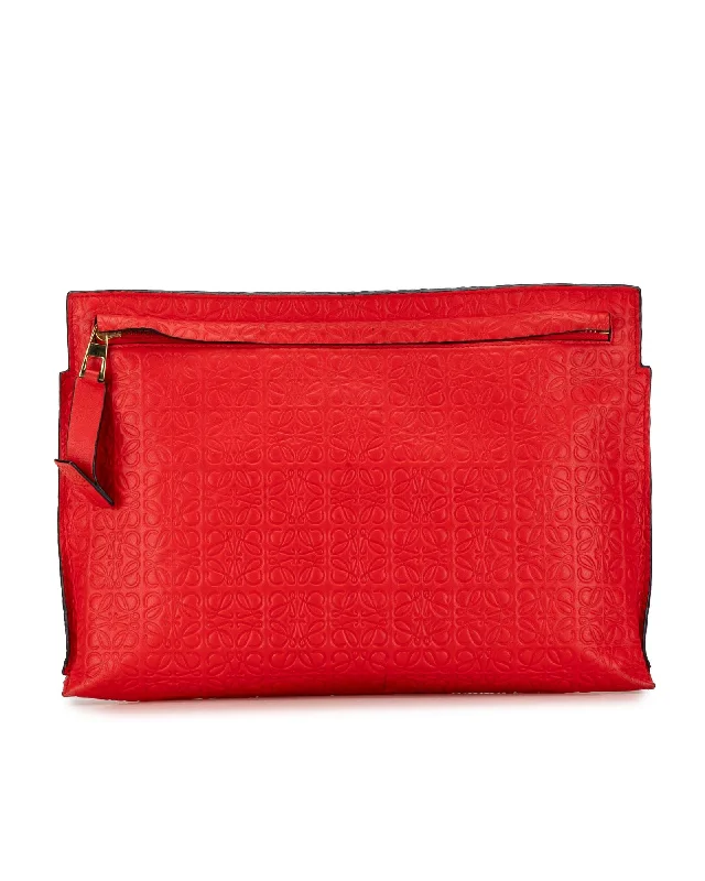 Bag Deals Embossed Leather Clutch with Top Zip Closure