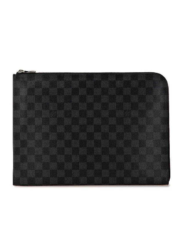 Durable And Fashionable Bags For Daily Use Damier Canvas Pochette Jour GM with Top Zip Closure and Interior Slip Pocket