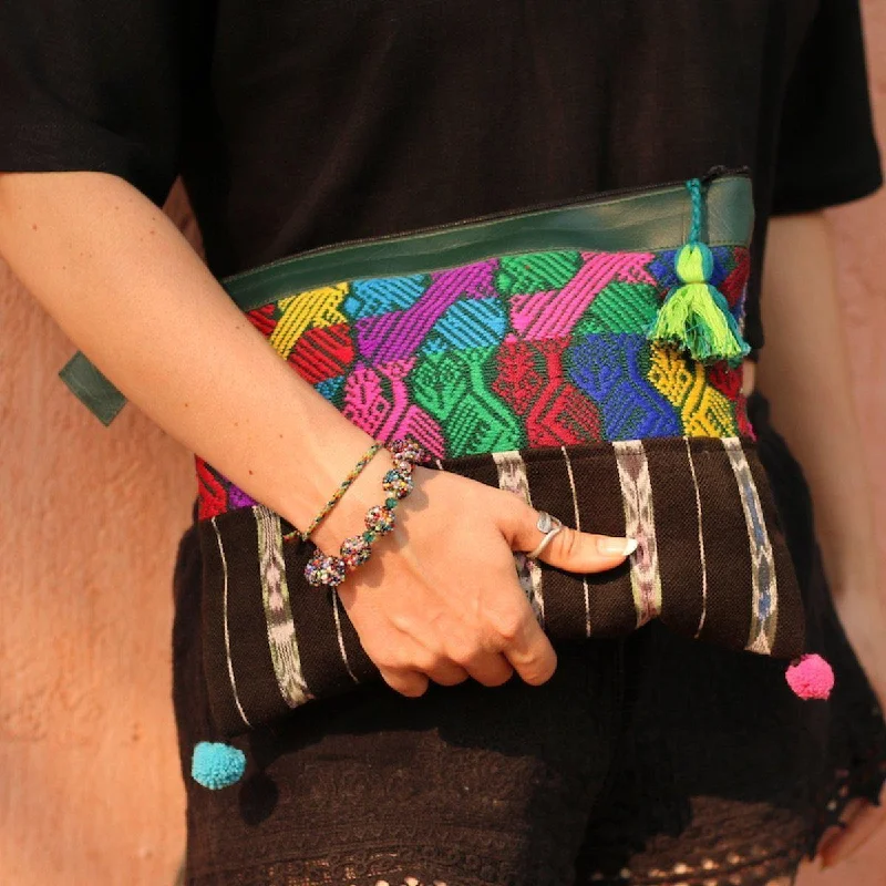 Festival Bags For Concerts And Events Vegan Leather Up-cycled Huipil iPad Case - Guatemala