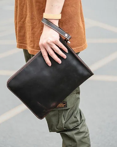 Bags With Seasonal Sales Vintage Business Leather Mens Brown Envelope Bag Document Purse Dark Brown Clutch For Men
