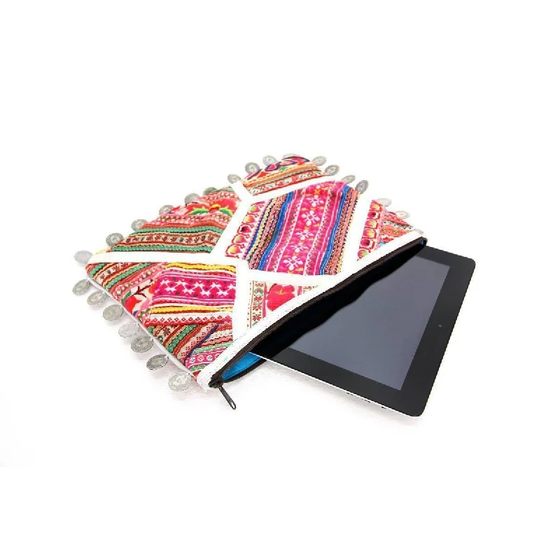 Durable And Cheap Bags Vintage Leather Trims & Coins iPad Clutch - Thailand