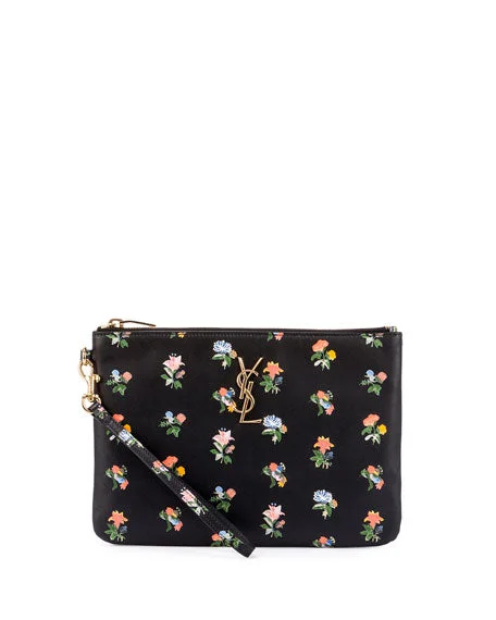 Scratch-Resistant And Luxury Sale Bags YVES SAINT LAURENT MONOGRAM PRAIRIE FLOWER WRISTLET CLUTCH