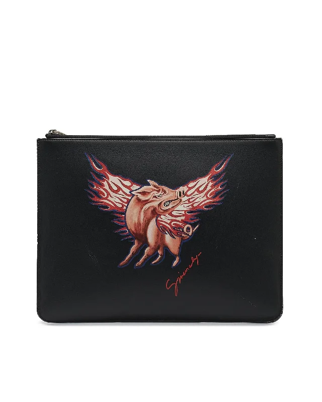 Bold And Flash-Sale Bags Printed Leather Clutch Bag with Zodiac Design