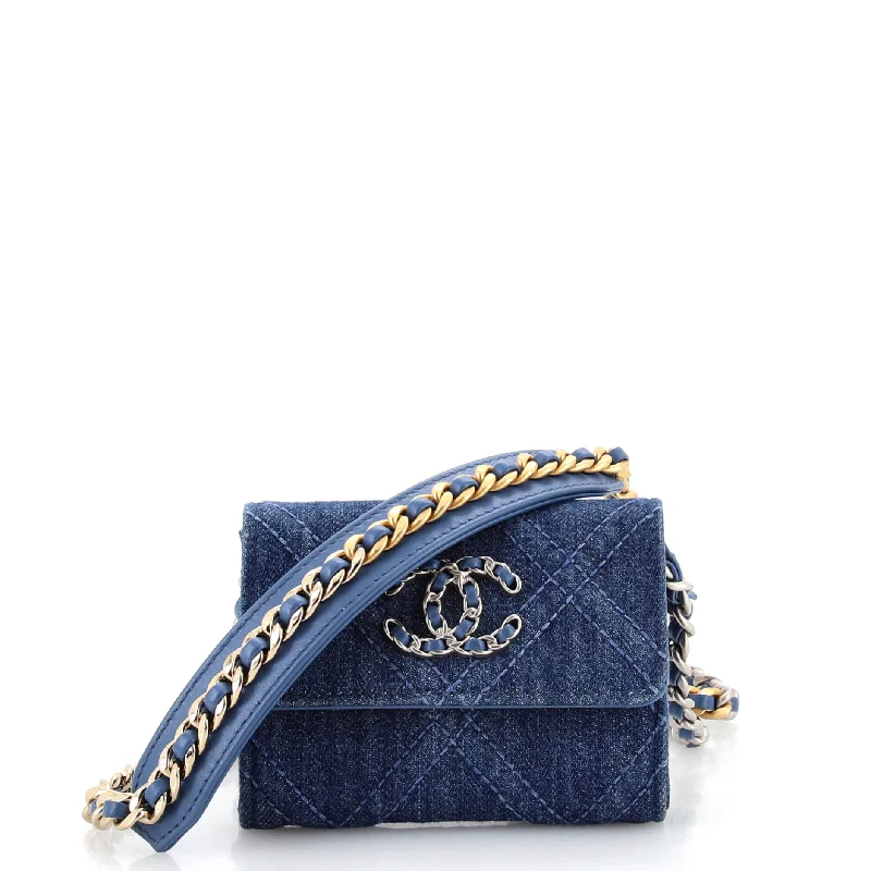 Flash Sales On Premium And High-Quality Bags 19 Flap Coin Purse With Chain Quilted Denim