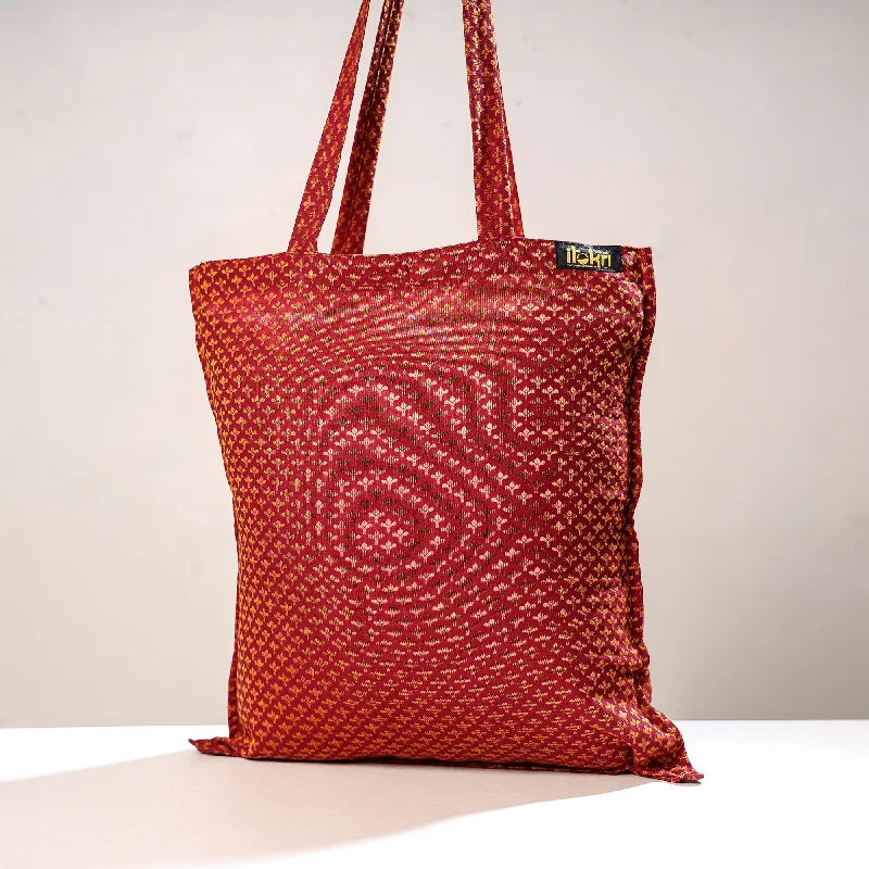 Black Friday Deals On Stylish Handbags Red - Jacquard Cotton Jhola Bag