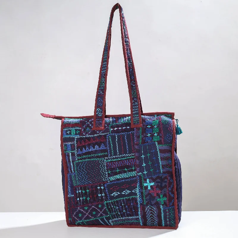 Luxurious Bags With Limited-Time Offers Blue - Lambani Hand Embroidery Patchwork Cotton Shoulder Bag