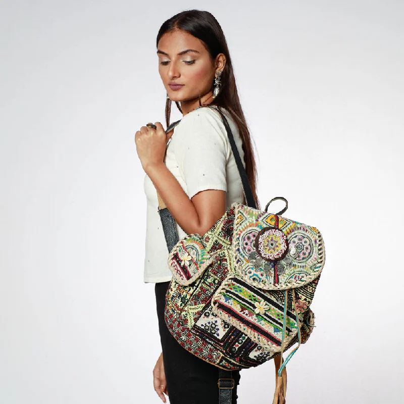 Bags For Minimalist And Functional Design Multicolor - Banjara Vintage Embroidery Mirror, Bead & Coin Work Pithu Bag