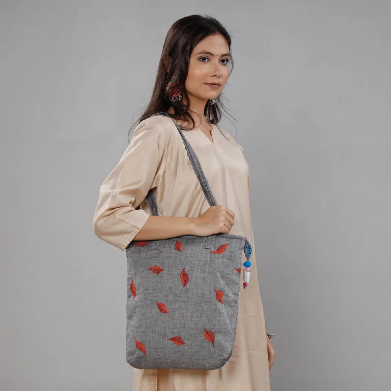Flash Sale On Premium Bags Grey - Chandi Maati Kantha Work Cotton Tote Bag