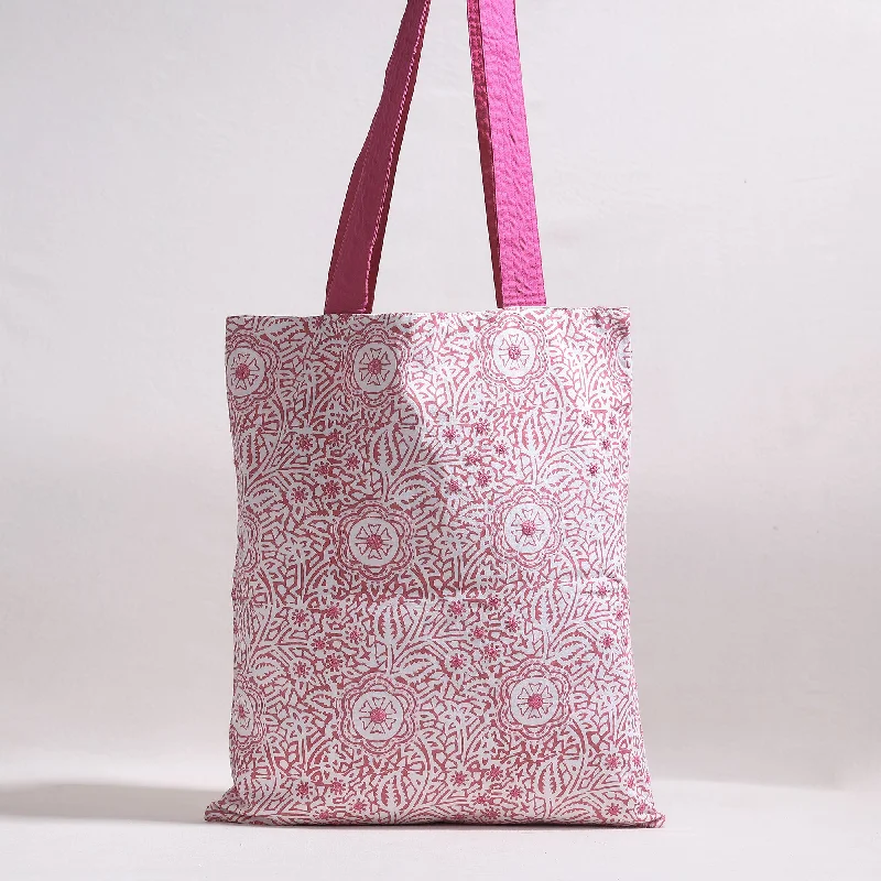 Inspired Bags For Timeless Elegance Pink - Kantha Work Block Print Cotton Shoulder Bag