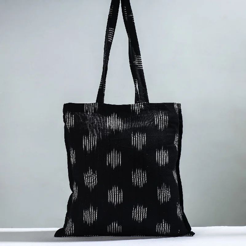 High-Quality Bags Black - Handcrafted Pochampally Ikat Weave Cotton Jhola Bag