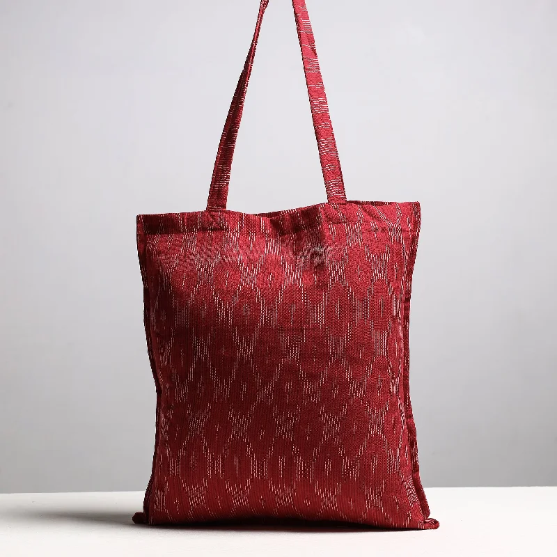 Vintage-Inspired Red - Handcrafted Pochampally Ikat Weave Cotton Jhola Bag