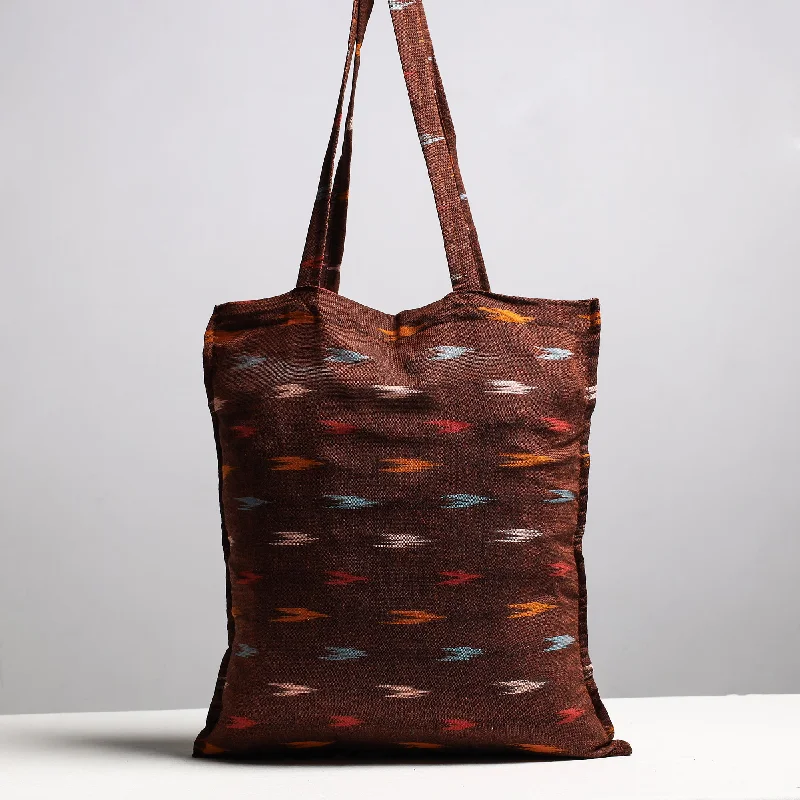 Eco-Friendly Bags With Discounts Brown - Handcrafted Pochampally Ikat Weave Cotton Jhola Bag